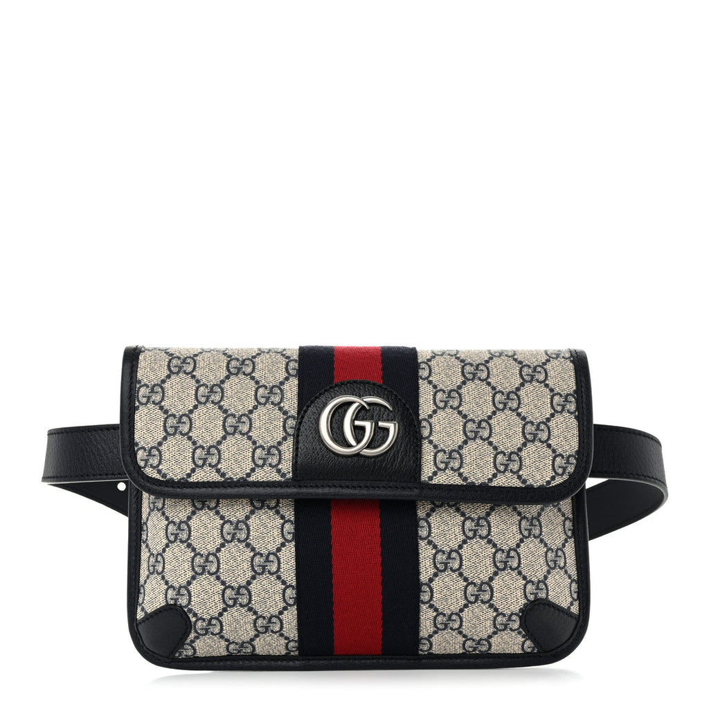 GG Supreme Monogram Web Small Ophidia Belt Bag 90 36 Beige Navy
