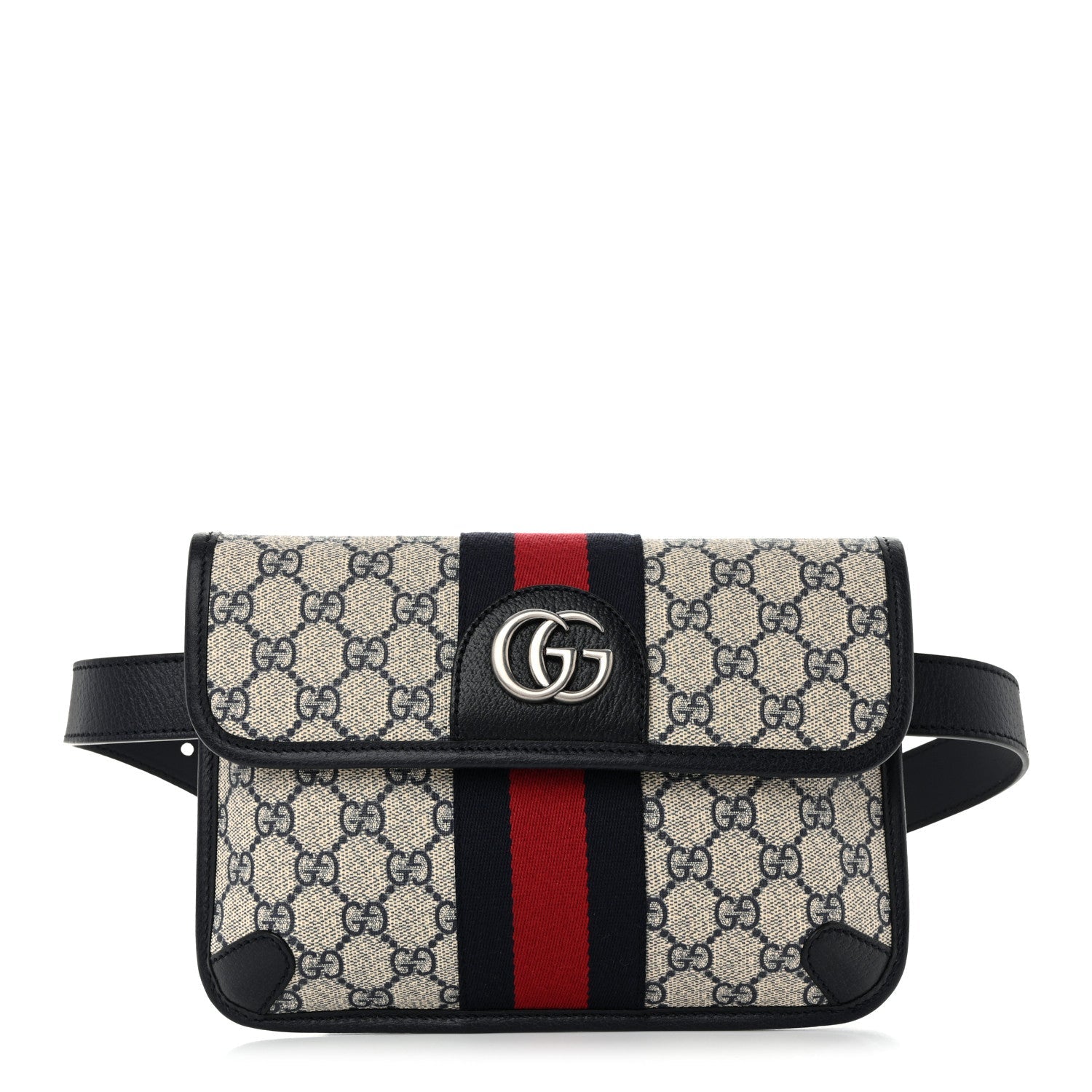 GG Supreme Monogram Web Small Ophidia Belt Bag 90 36 Beige Navy