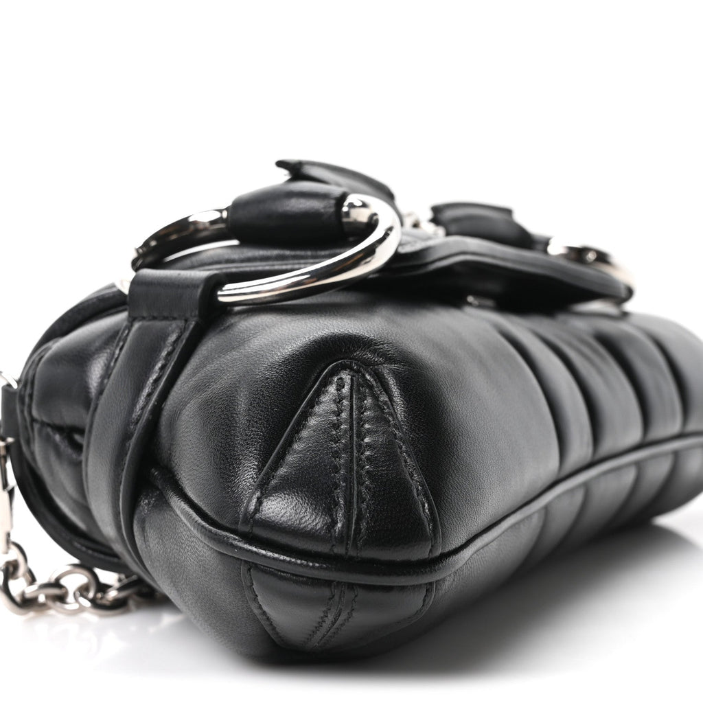 Nappa Vertical Matelasse Small Maxi Horsebit Chain Shoulder Bag Black