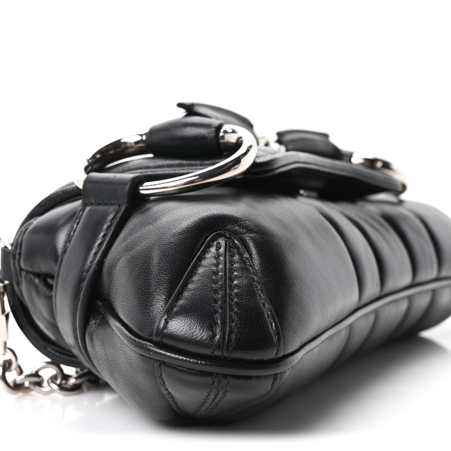 Nappa Vertical Matelasse Small Maxi Horsebit Chain Shoulder Bag Black