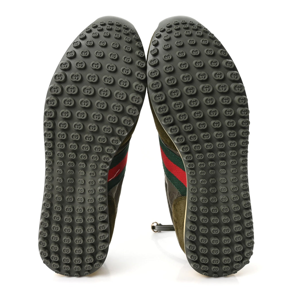 GG Suede Monogram Web Re-Motion Sneakers 38.5 Dark Green