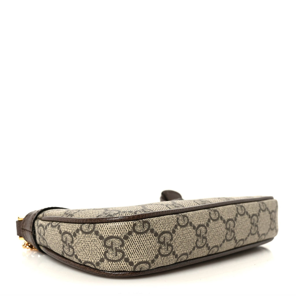 GG Supreme Monogram Textured Dollar Calfskin Mini Ophidia Chain Bag Beige Ebony