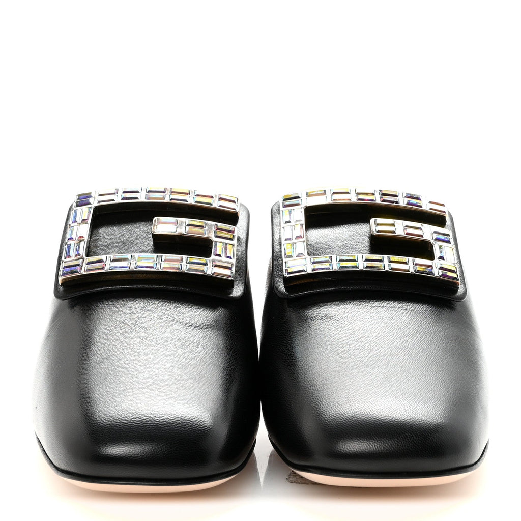 Malaga Kid Crystal Square G Madelyn 60mm Mules 37.5 Black