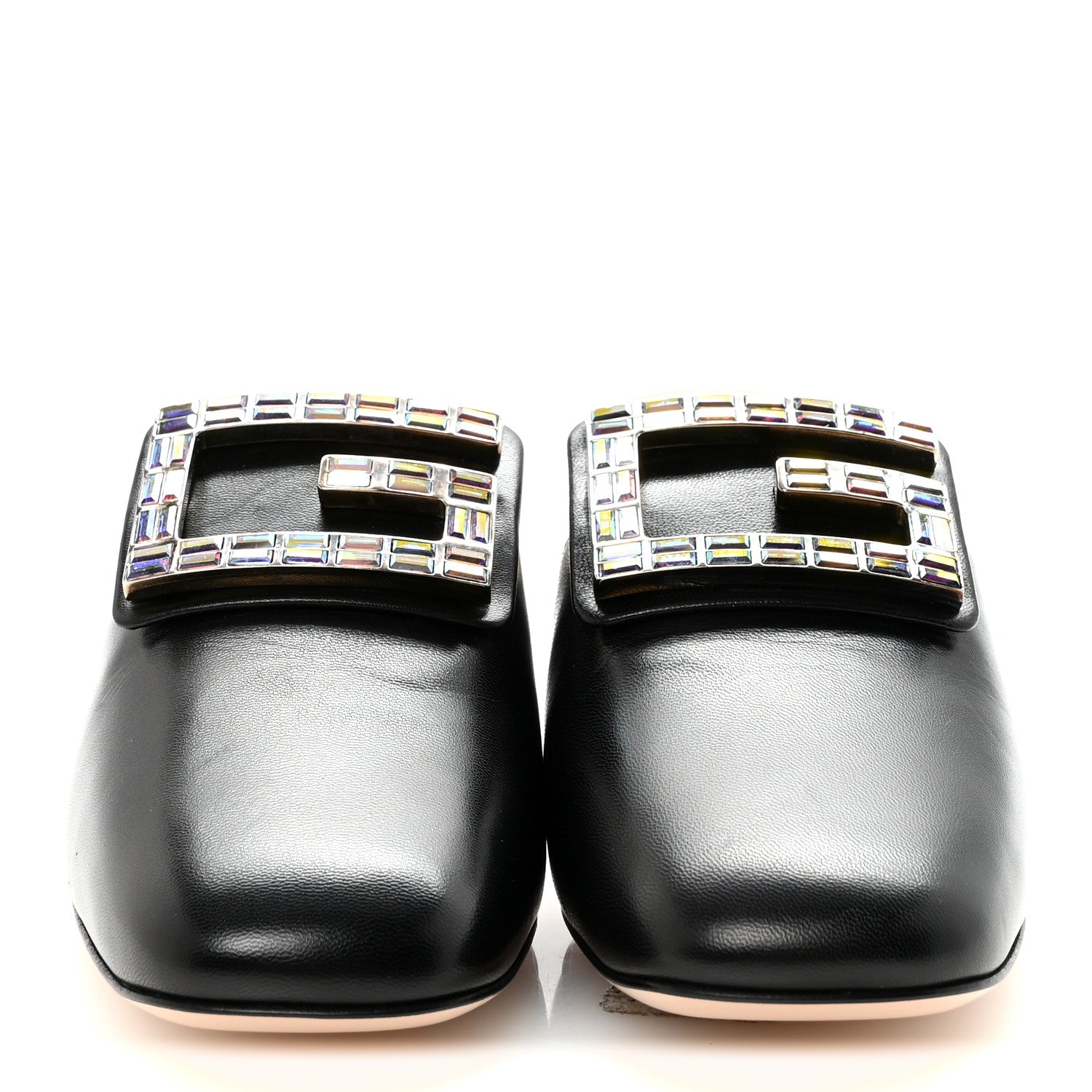 Malaga Kid Crystal Square G Madelyn 60mm Mules 37.5 Black