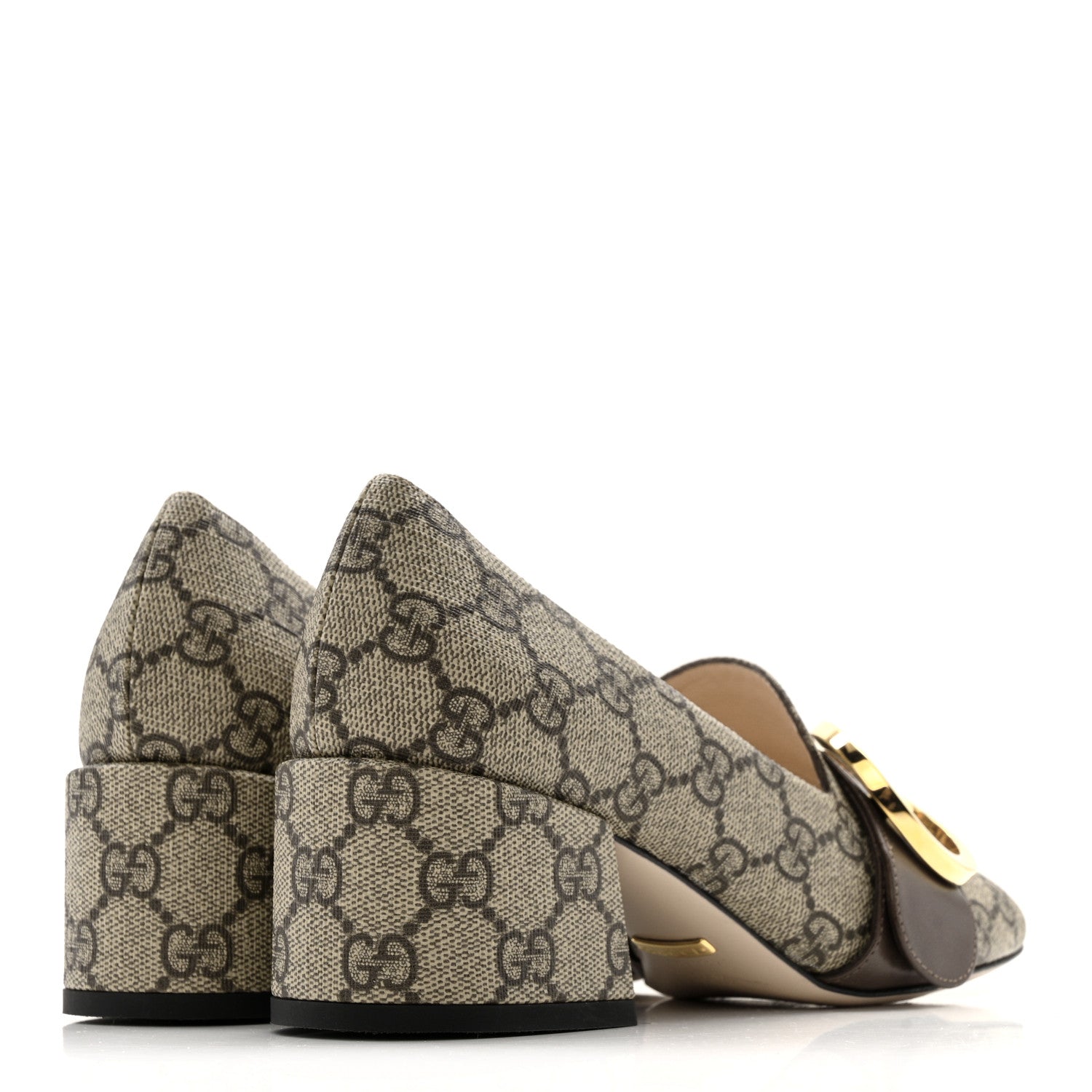 GG Supreme Monogram Malaga Kid Blondie Pumps 35.5 Beige Ebony New Acero