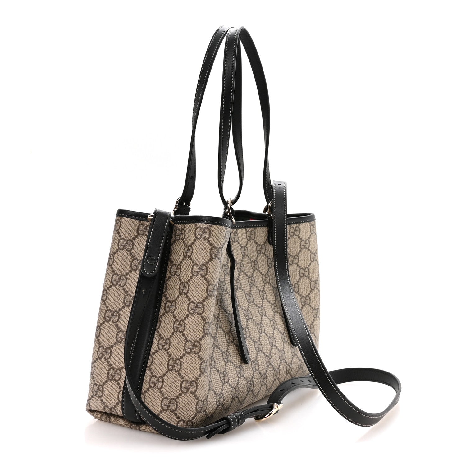 GG Supreme Monogram Emblem Medium Tote Bag Beige Black