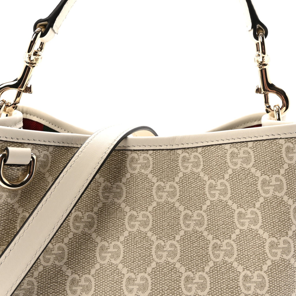 GG Supreme Monogram Emblem Small Shoulder Bag Beige White