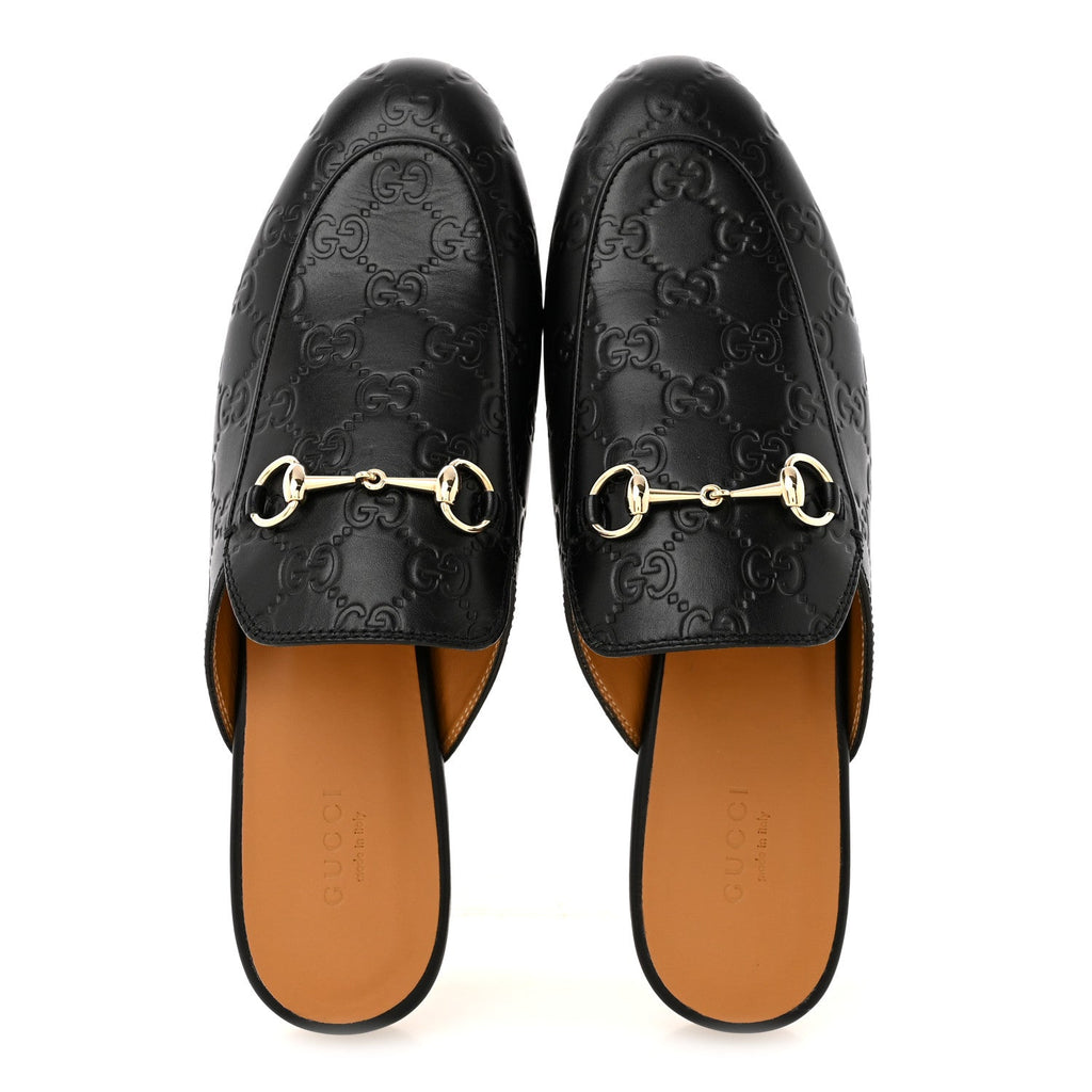 Glamour Calfskin Guccissima Womens Princetown Slippers 39 Black
