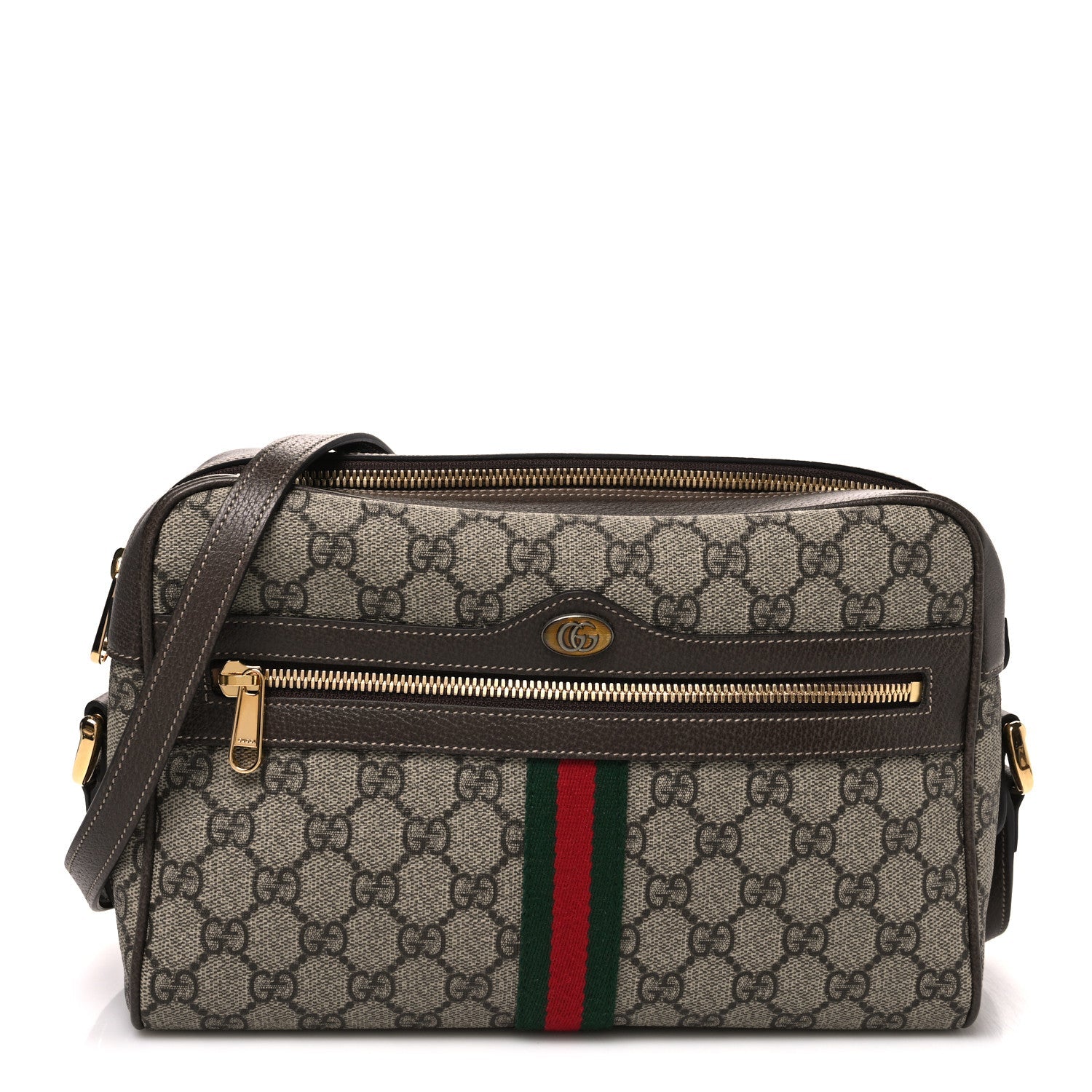 GG Supreme Monogram Web Small Ophidia Shoulder Bag Brown