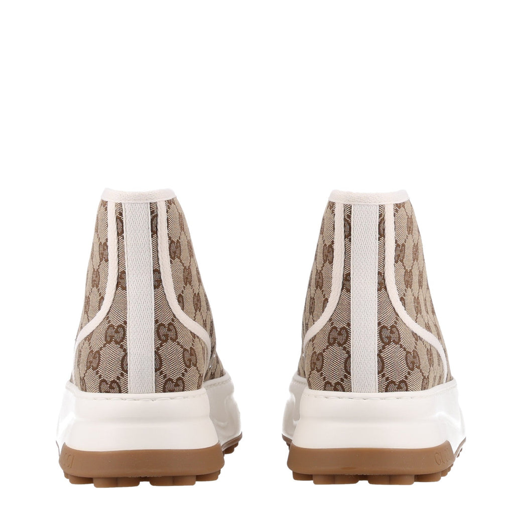 GG Monogram Mens 1977 Tennis High Top Platform 55mm Sneakers 9 Beige Ebony Mystic White
