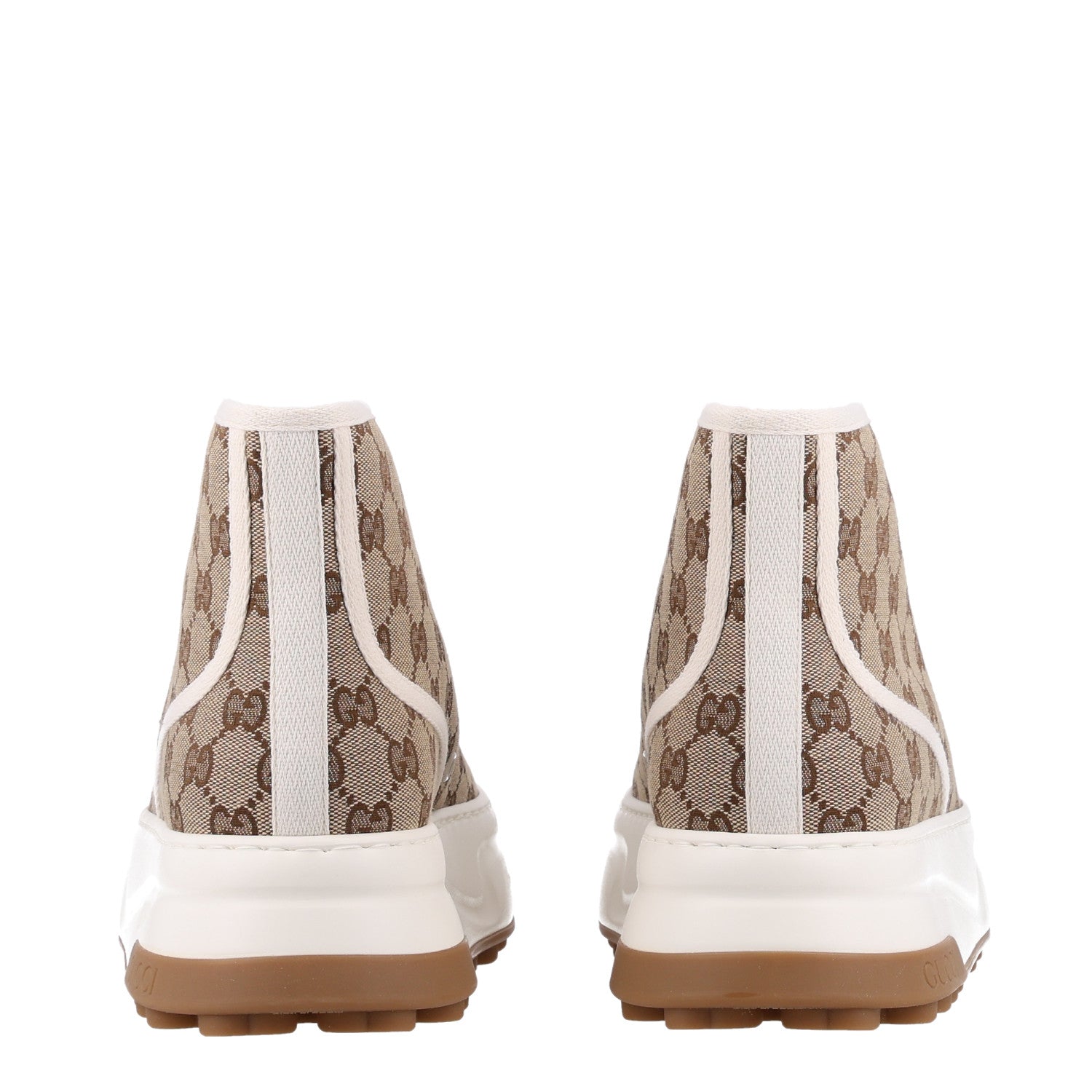 GG Monogram Mens 1977 Tennis High Top Platform 55mm Sneakers 9 Beige Ebony Mystic White