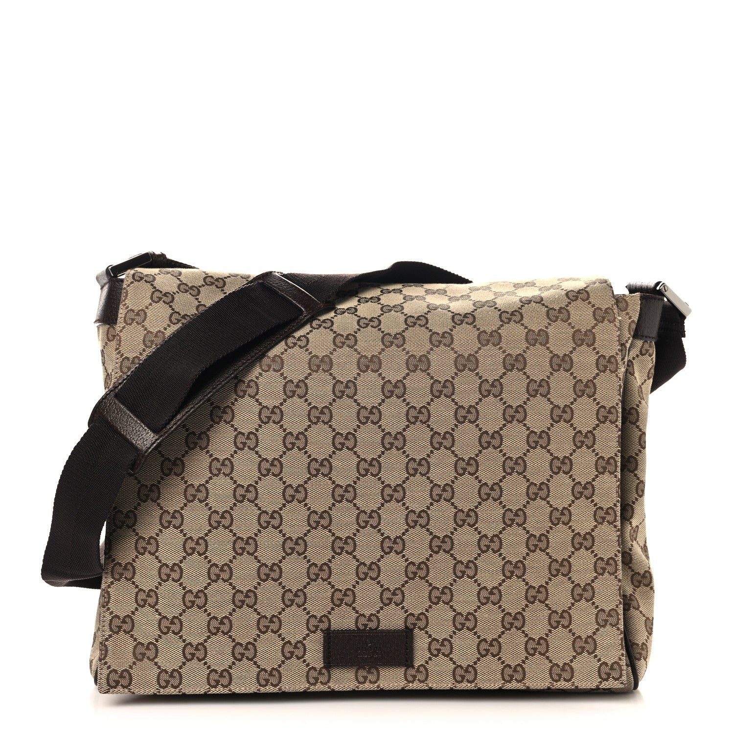 GG Monogram Medium Flap Messenger Bag Beige Dark Brown