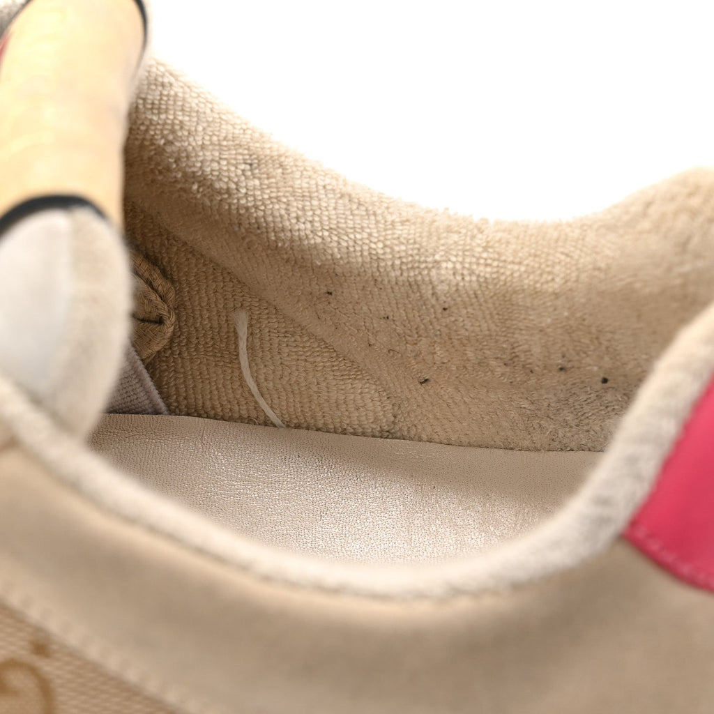 GG Monogram Nubuck Web Womens Screener Sneakers 38 New Sand Dusty Milk Pink