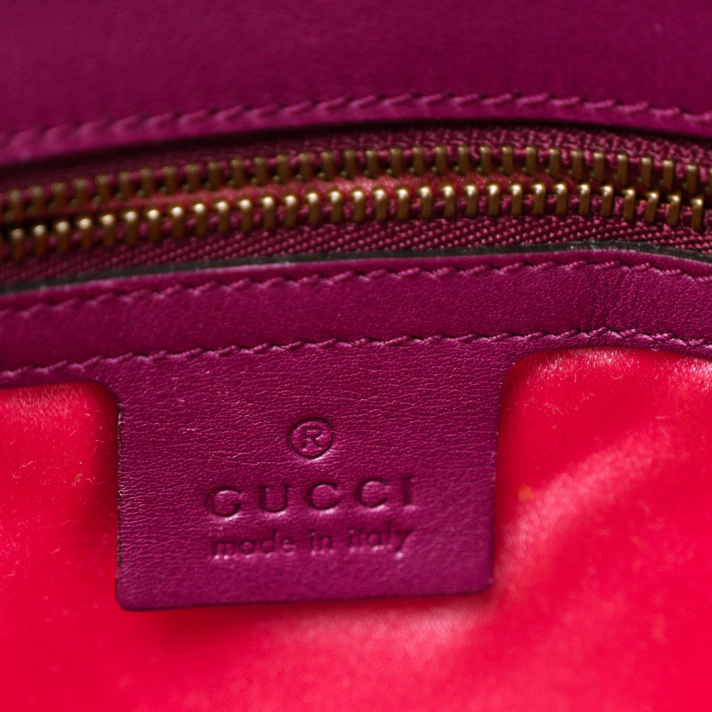 Velvet Matelasse Medium GG Marmont Shoulder Bag Fuchsia Violet Cyclamen