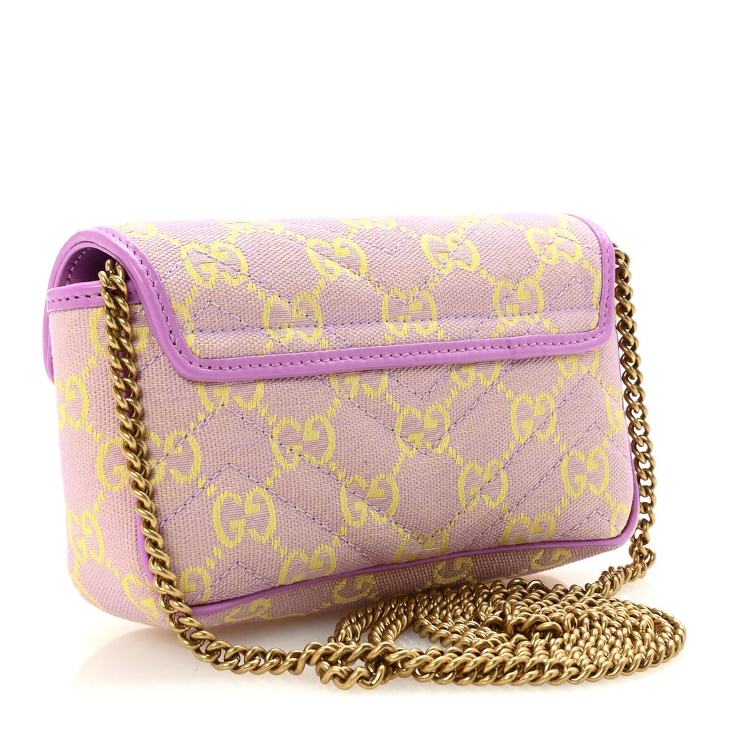 Monogram Super Mini GG Marmont Shoulder Bag Lilac Yellow