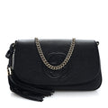 Pebbled Calfskin Medium Soho Flap Crossbody Black