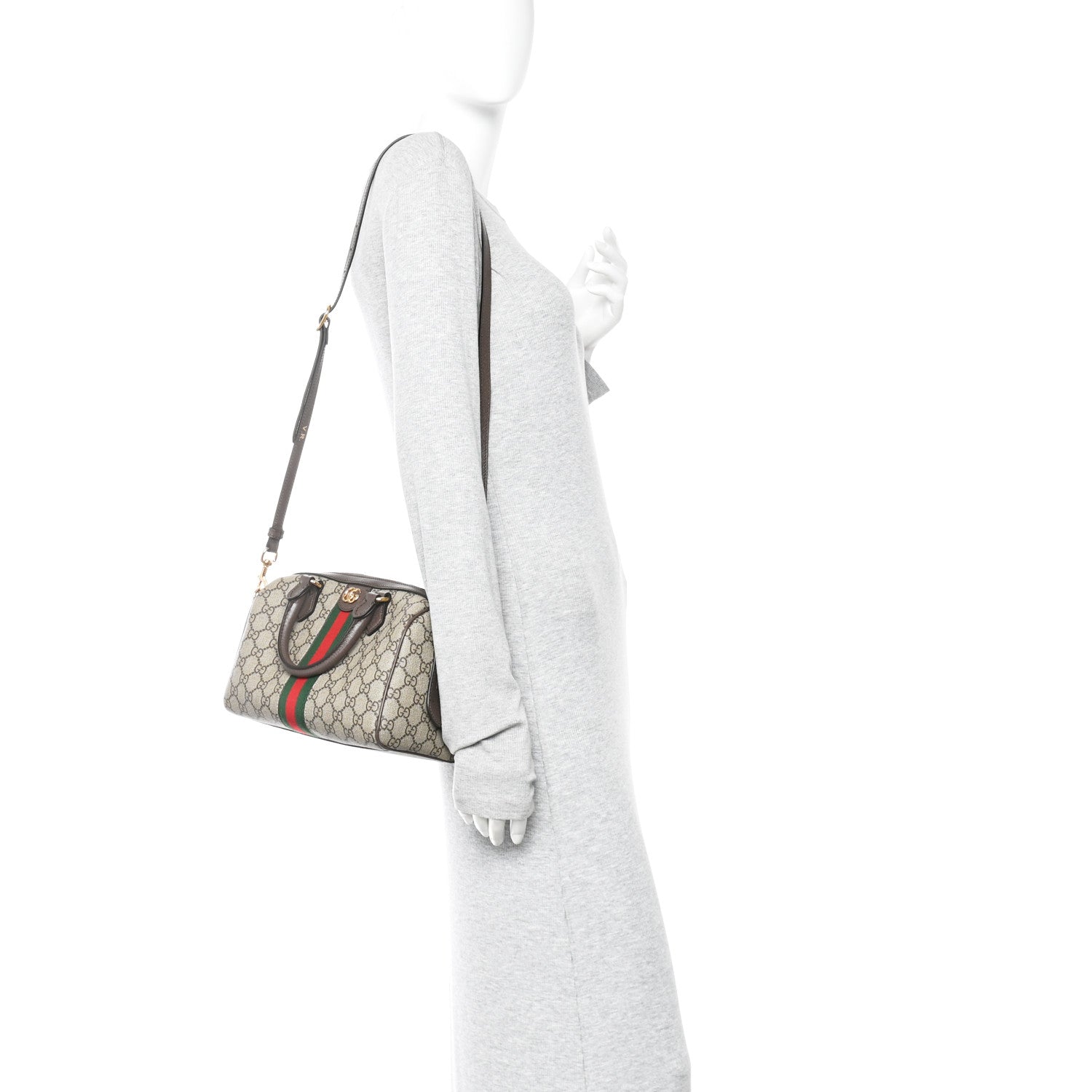 GG Supreme Monogram Web Small Ophidia Top Handle Bag  Beige Ebony