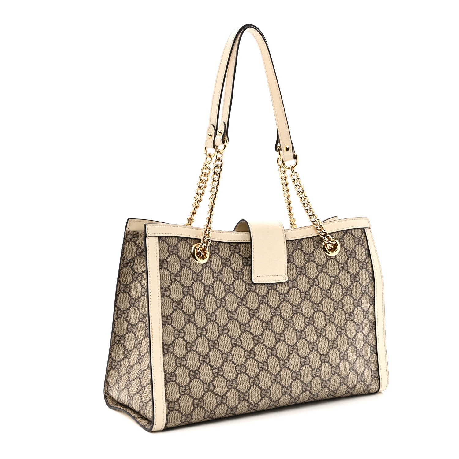 GG Supreme Monogram Medium Padlock Tote White