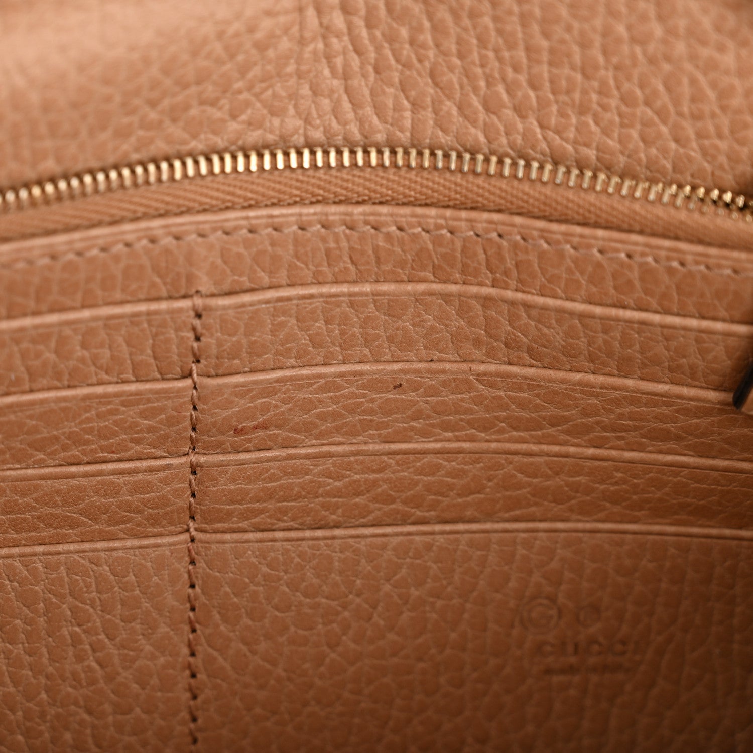 Dollar Calfskin Interlocking G Chain Wallet Camelia