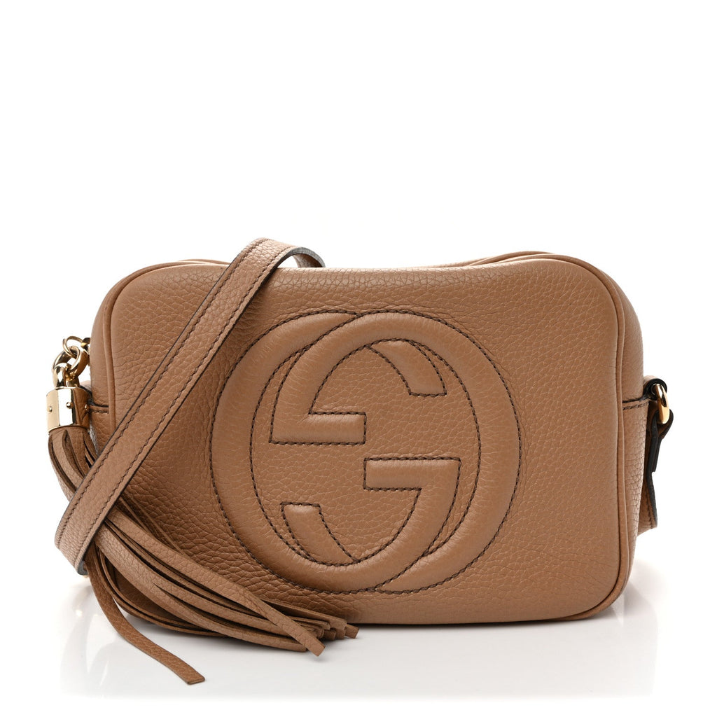 Pebbled Calfskin Small Soho Disco Bag Camelia