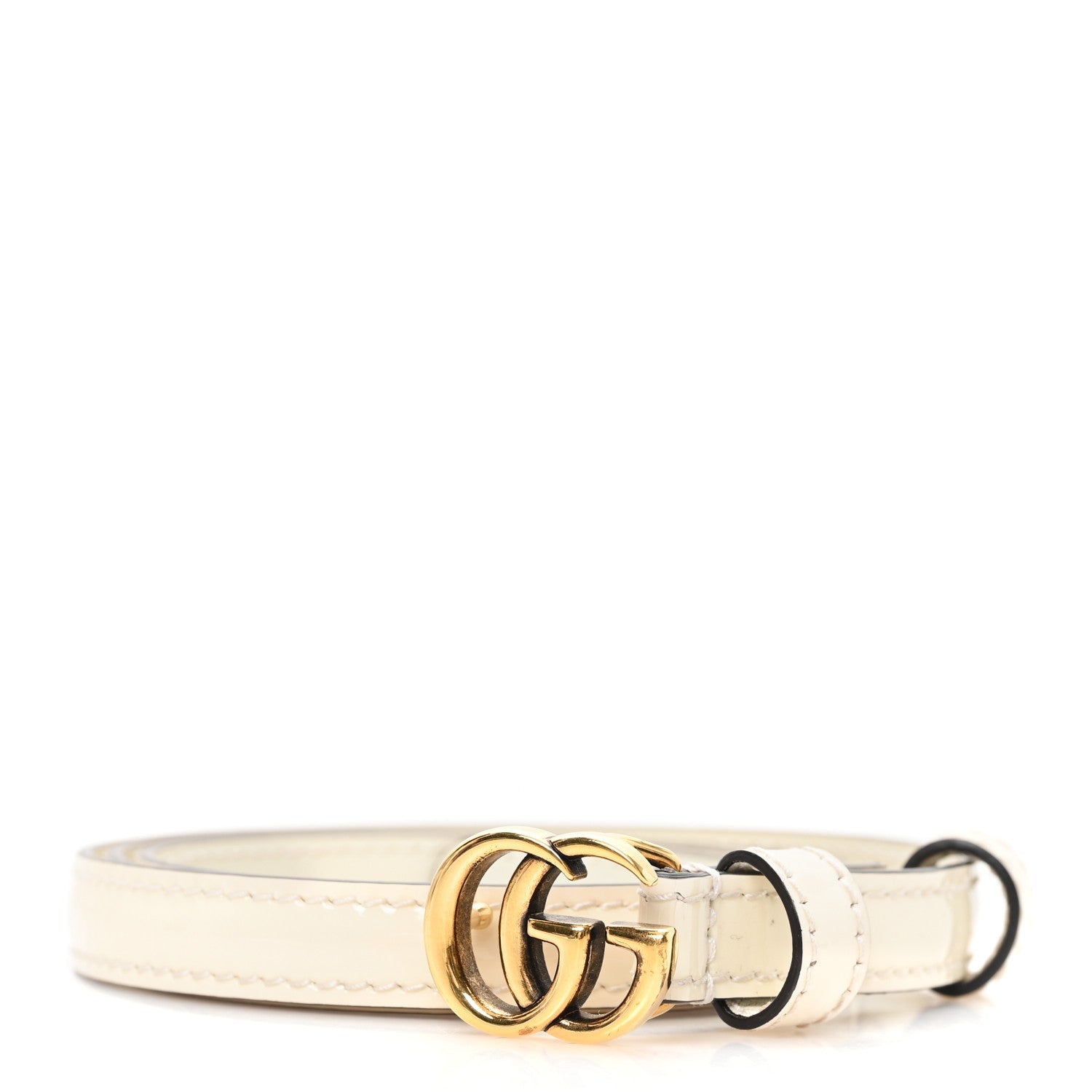 Patent Double G Thin Belt 75 30 Mystic White