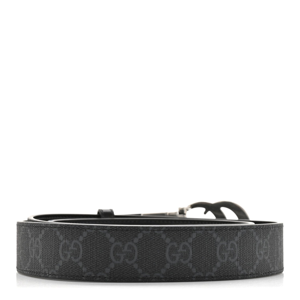 GG Supreme Monogram Plutone Calfskin Palladium Double G Reversible 30mm Belt 100 40 Black