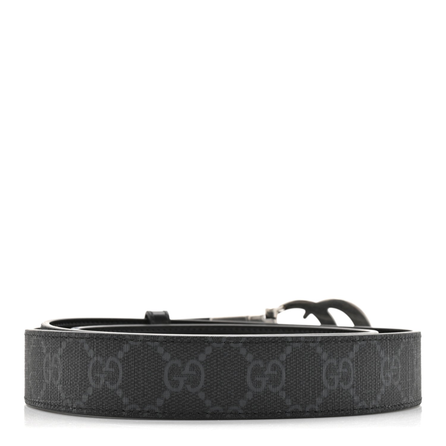 GG Supreme Monogram Plutone Calfskin Palladium Double G Reversible 30mm Belt 100 40 Black