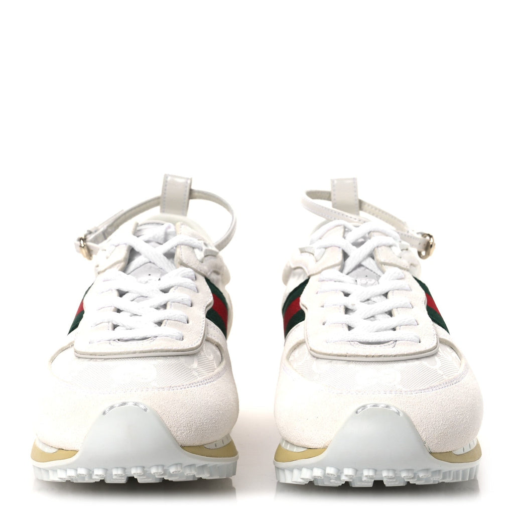 GG Suede Monogram Web Re-Motion Sneakers 37.5 White