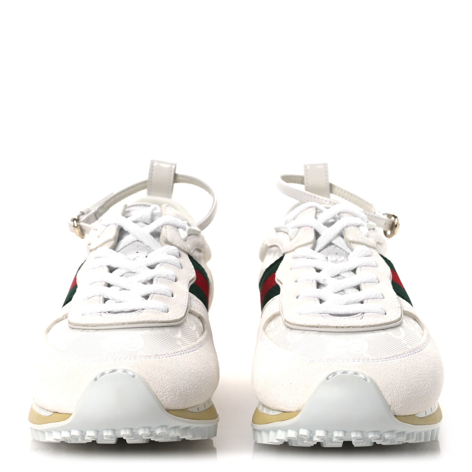 GG Suede Monogram Web Re-Motion Sneakers 37.5 White
