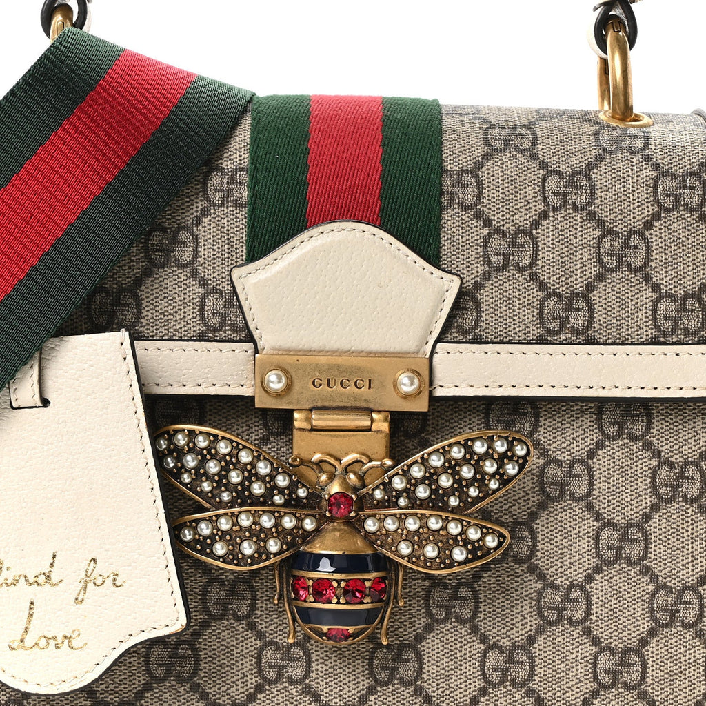 GG Supreme Monogram Small Queen Margaret Top Handle Bag White