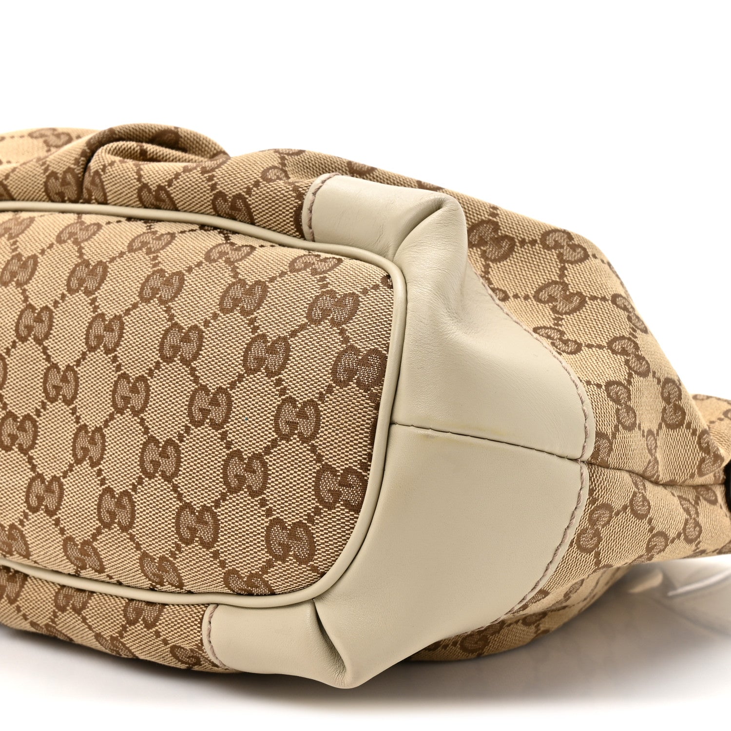 Monogram Margaux Calfskin Medium Sukey Top Handle Bag Beige Ebony Mystic White