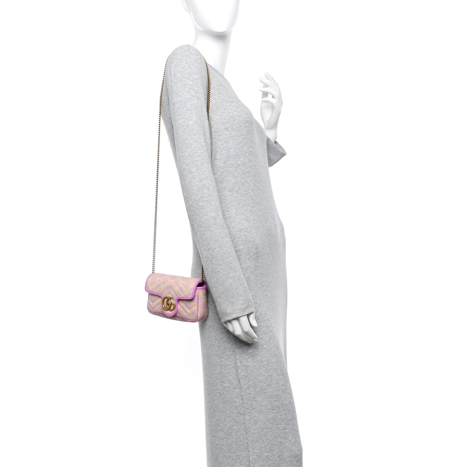 Monogram Super Mini GG Marmont Shoulder Bag Lilac Yellow