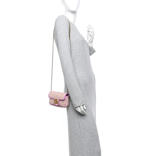 Monogram Super Mini GG Marmont Shoulder Bag Lilac Yellow