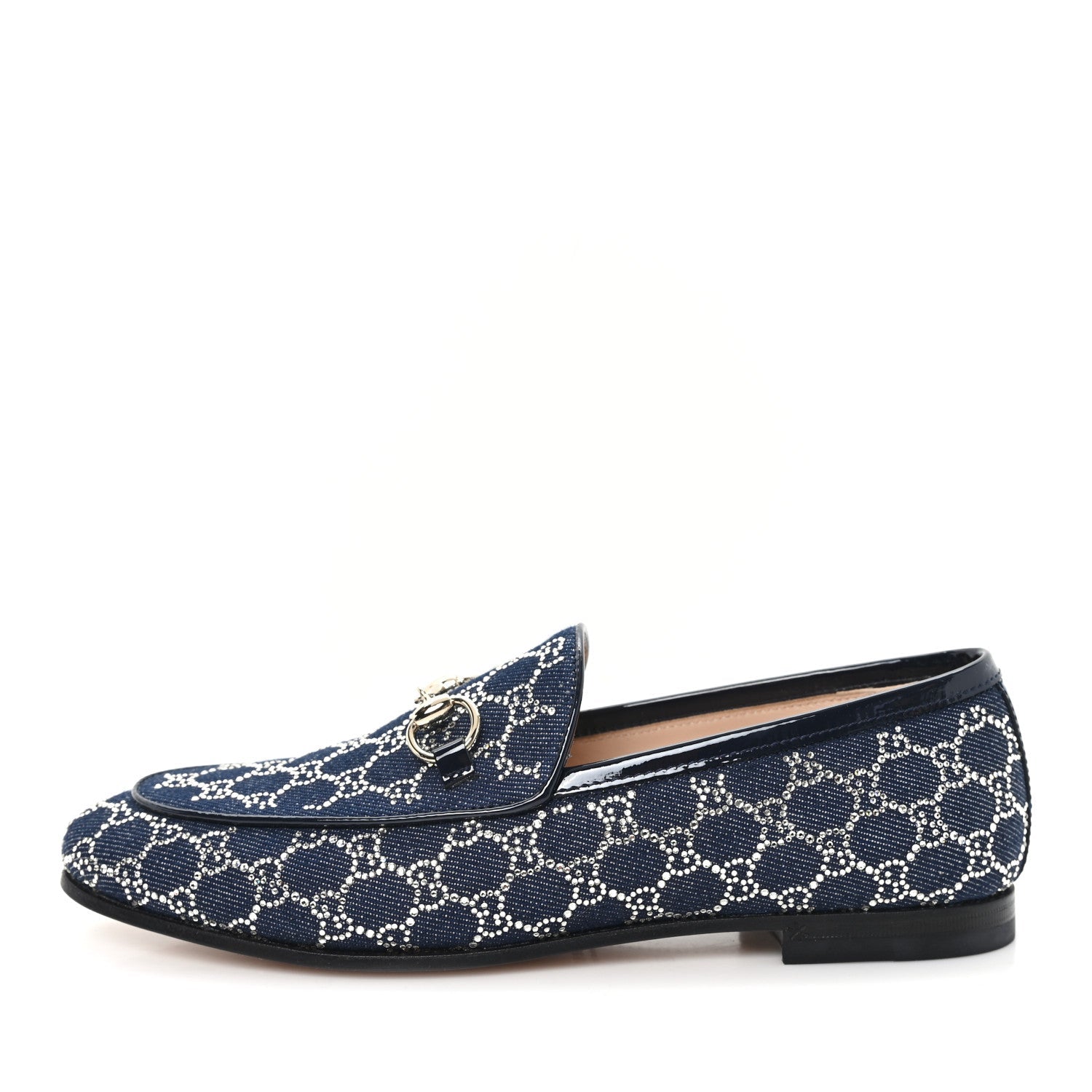 New Denim Crystal GG Monogram Womens 1953 Horsebit Jordaan Loafer 36 Blue
