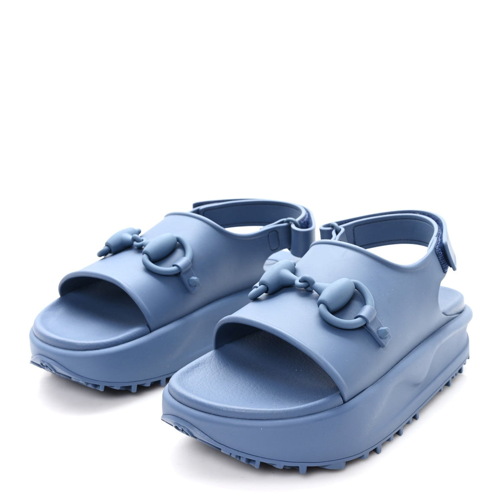 Soft Rubber Horsebit Mens Platform Slingback Sandals 5 Washed Indigo