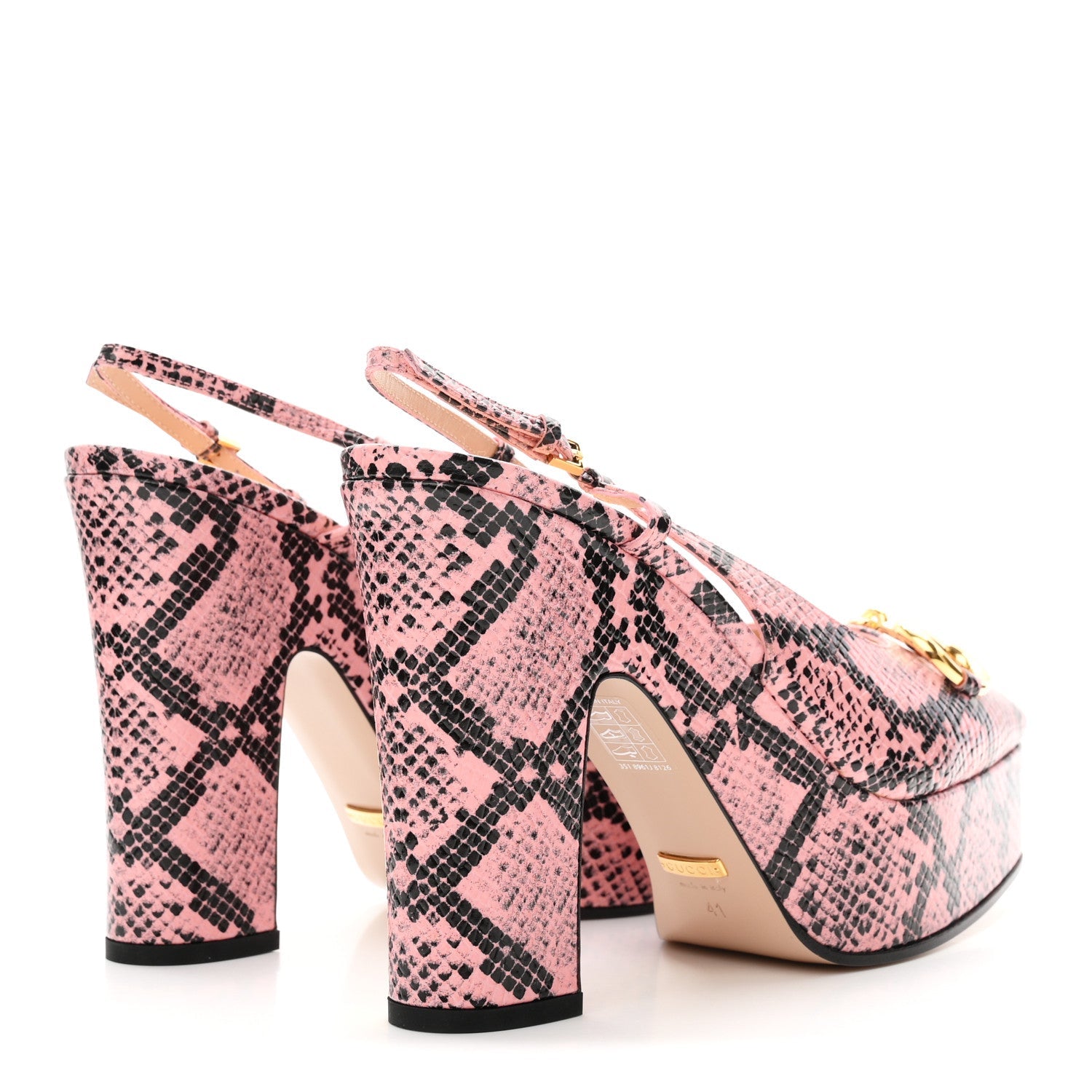Calfskin Python Print Horsebit Platform 35/120mm Slingback Pumps 41 Wild Rose