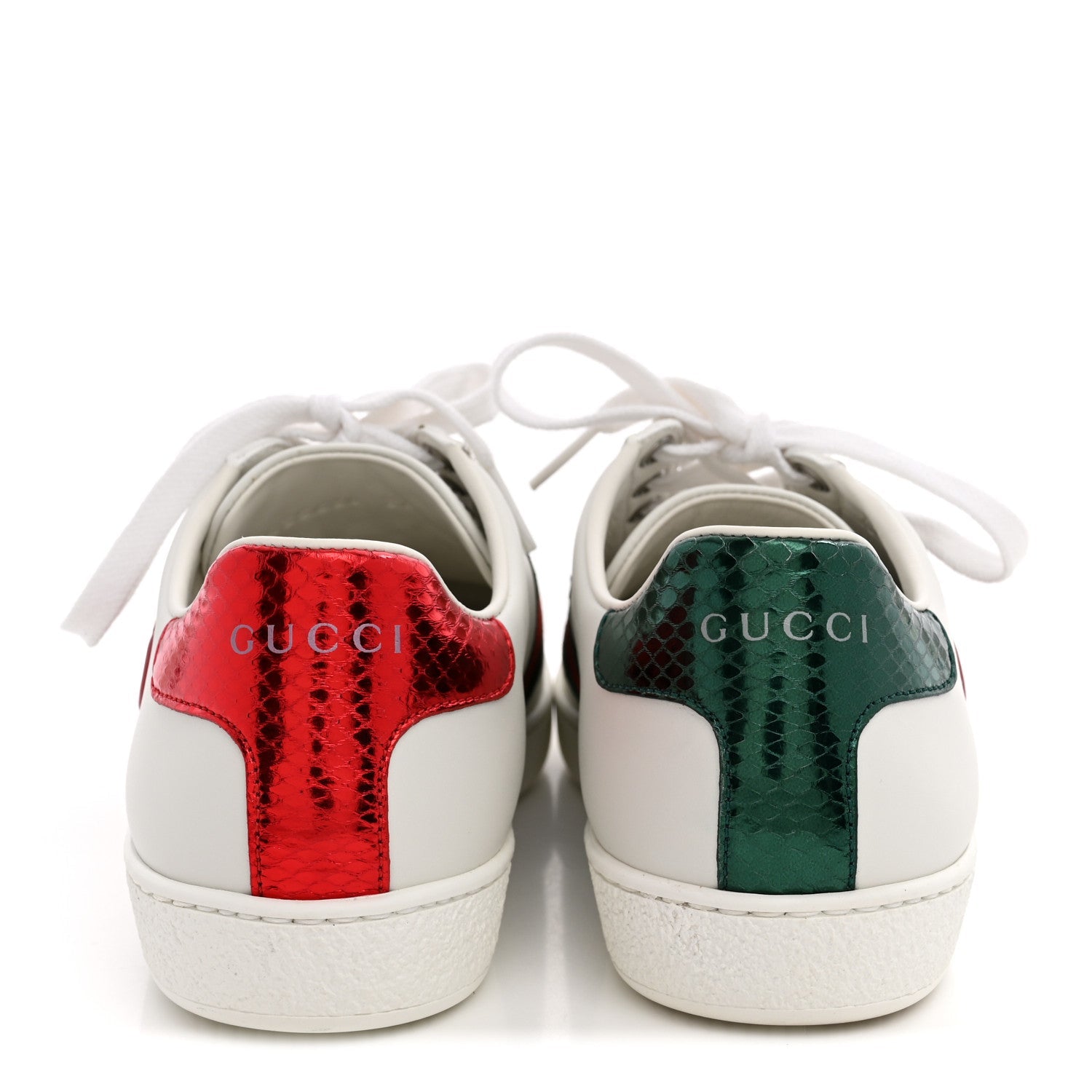 Calfskin Web Heart Embroidered Womens Ace Sneakers 36 White