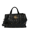 Calfskin Matelasse Studded Medium GG Marmont Tote Black