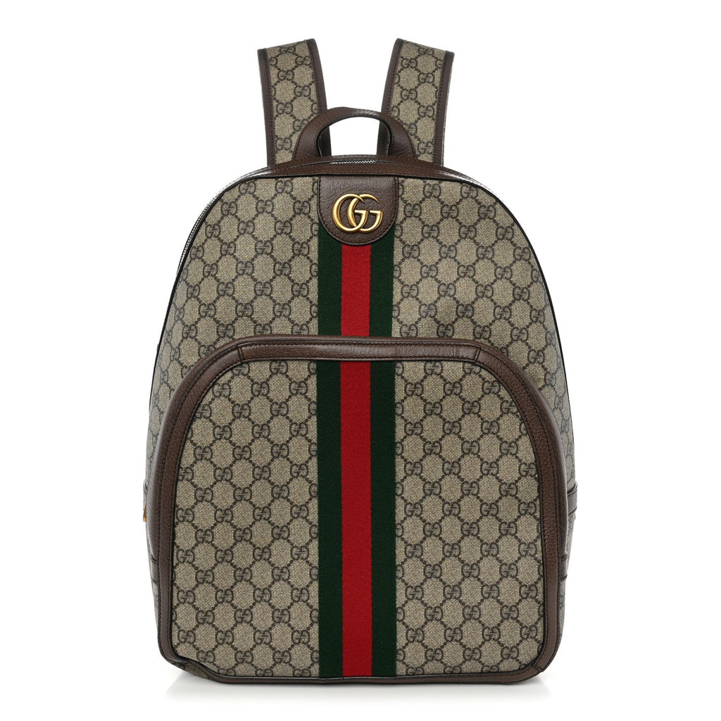 GG Supreme Monogram Medium Ophidia Day Backpack Brown
