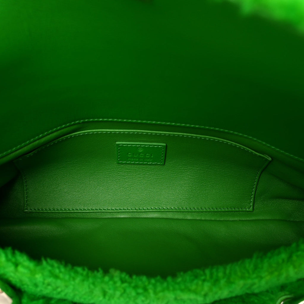Merino Wool Medium Maxi Horsebit Chain Shoulder Bag Green