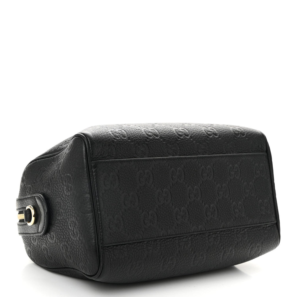 Calfskin GG Emblem Small Top Handle Bag Black