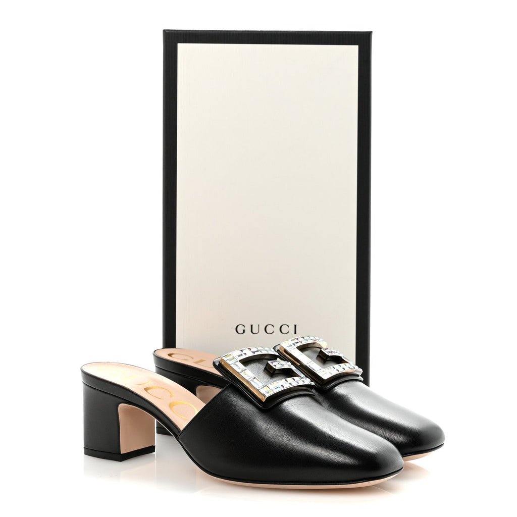 Malaga Kid Crystal Square G Madelyn 60mm Mules 37.5 Black