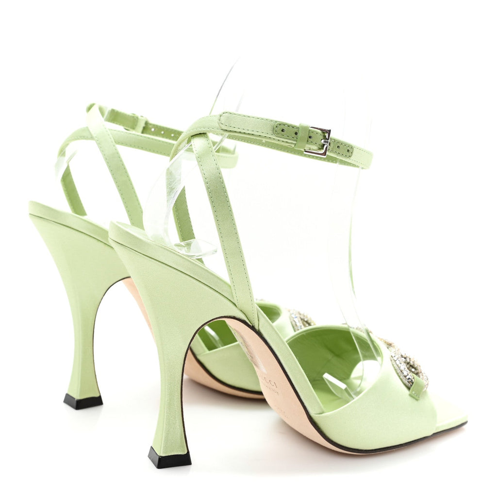 Satin Crystal Horsebit Sandal Pumps 36.5