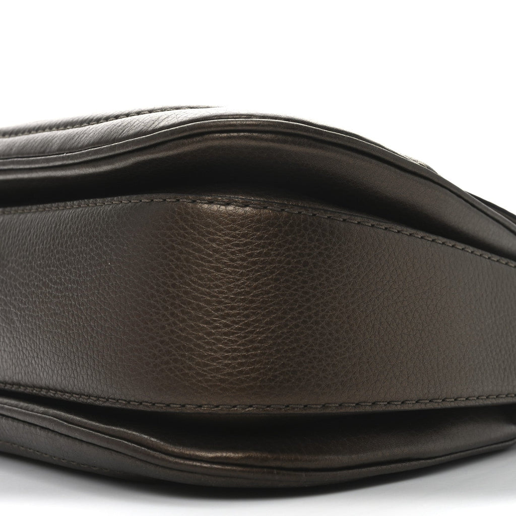Metallic Calfskin Medium New Bamboo Top Handle Bag Bronze