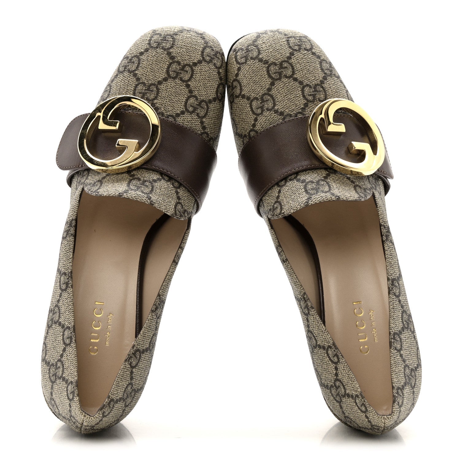 GG Supreme Monogram Malaga Kid Blondie Pumps 35.5 Beige Ebony New Acero