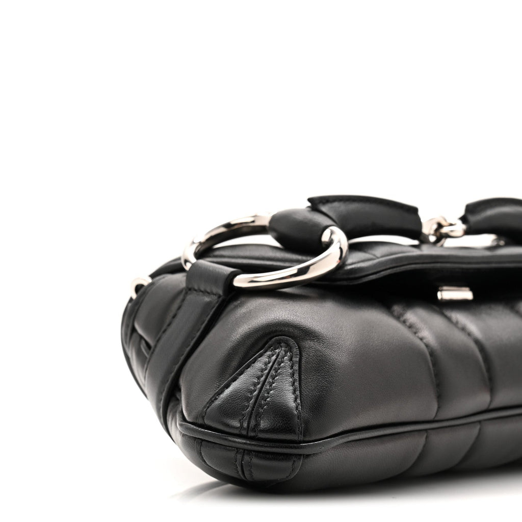 Nappa Vertical Matelasse Small Maxi Horsebit Chain Shoulder Bag Black