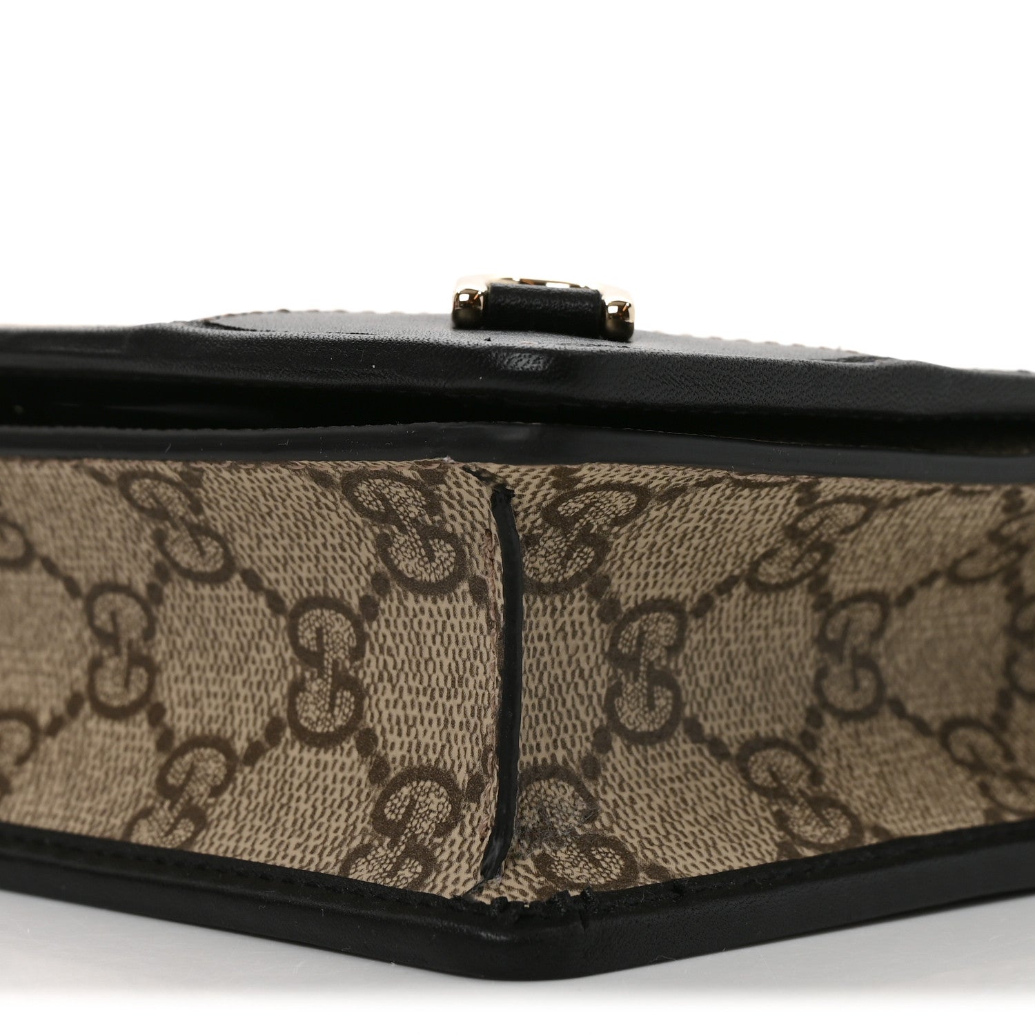 GG Emblem Monogram Wallet With Strap Beige Ebony Black