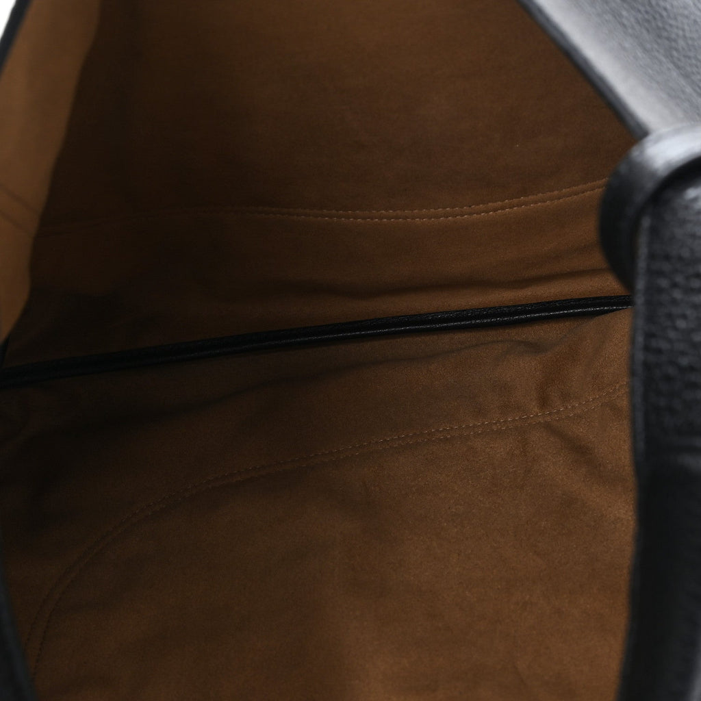 Grained Calfskin Softbit Maxi Shoulder Bag Black