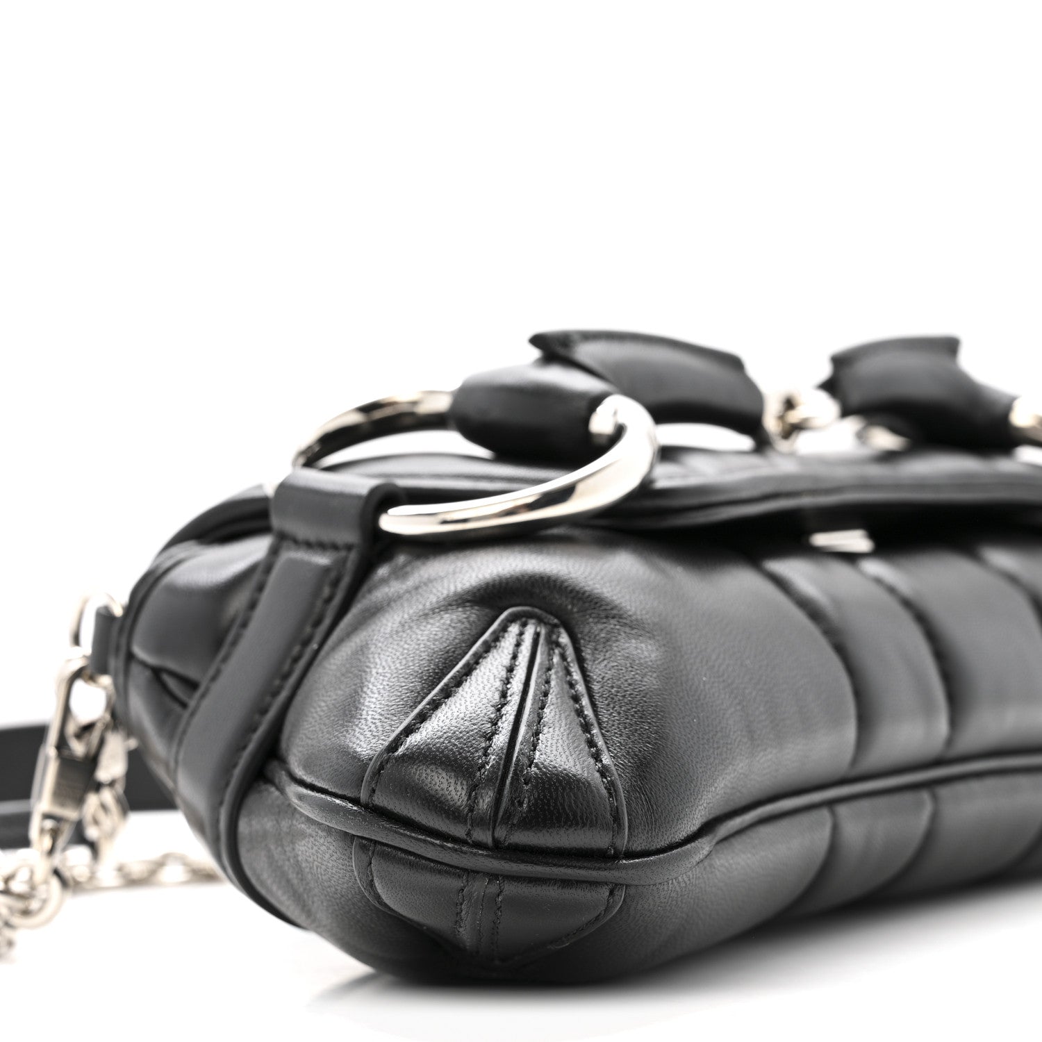 Nappa Vertical Matelasse Small Maxi Horsebit Chain Shoulder Bag Black