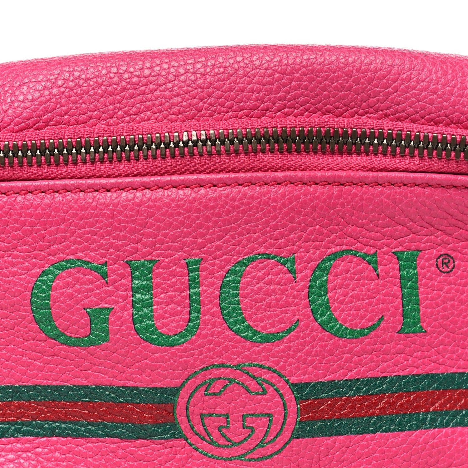 Grained Calfskin Small Logo Belt Bag Box Pink Green